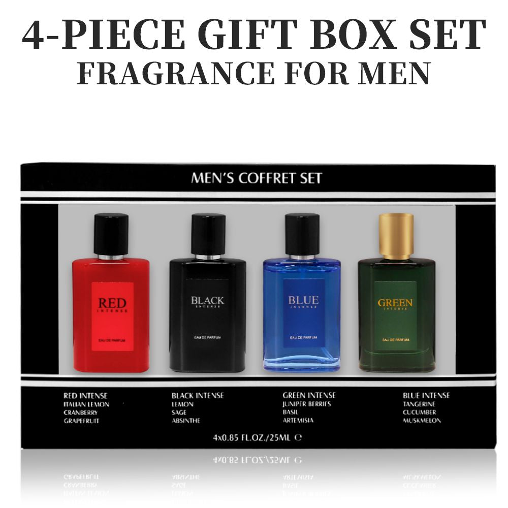 4-Piece Set, Men's Eau De Toilette Spray Gift Box, Long Lasting Fragrance, 4 Different Flavor, 0.85fl.oz/bottle, Valentine's Day And Other Festivals