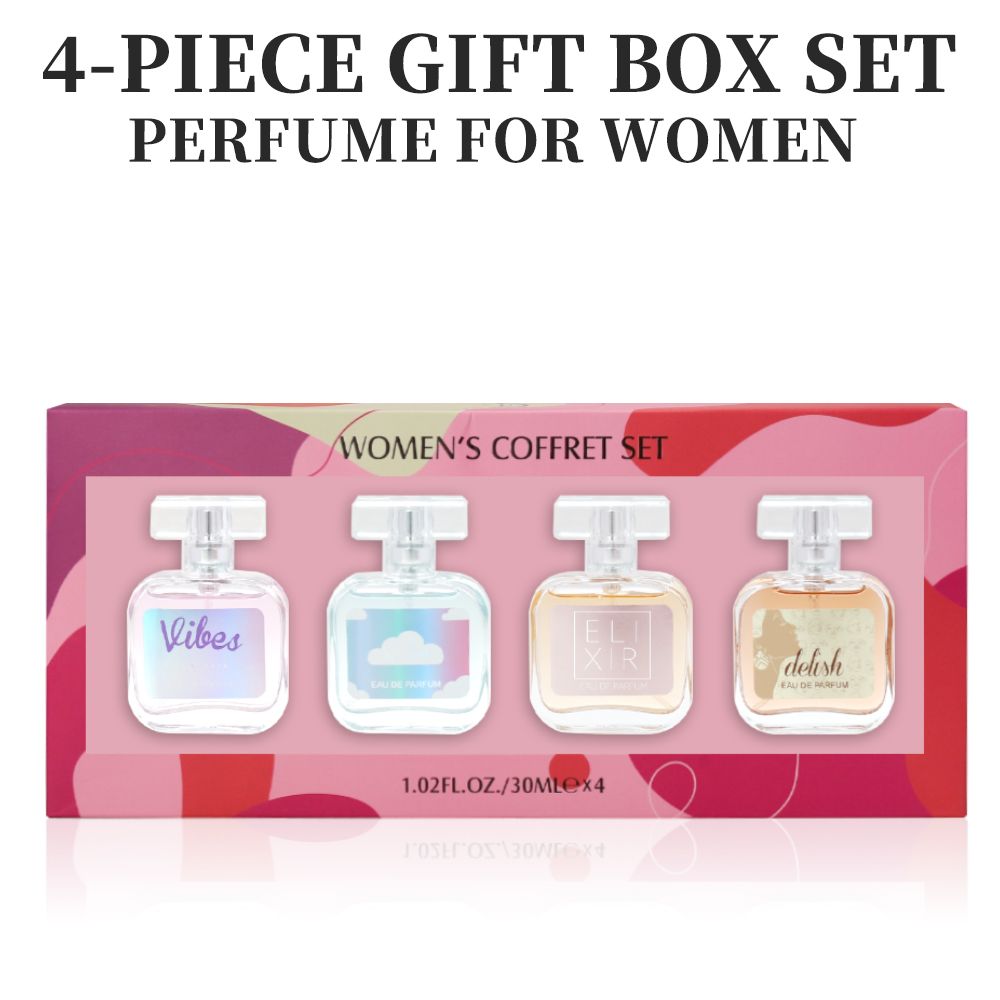 4-Piece Set, Women's Eau De Parfuma Spray Gift Box, Long Lasting Fragrance, 4 Different Flavor, Perfect For Holiday Gifts, Dating, Daily Life, Parties, 1.02 Fl Oz/bottle