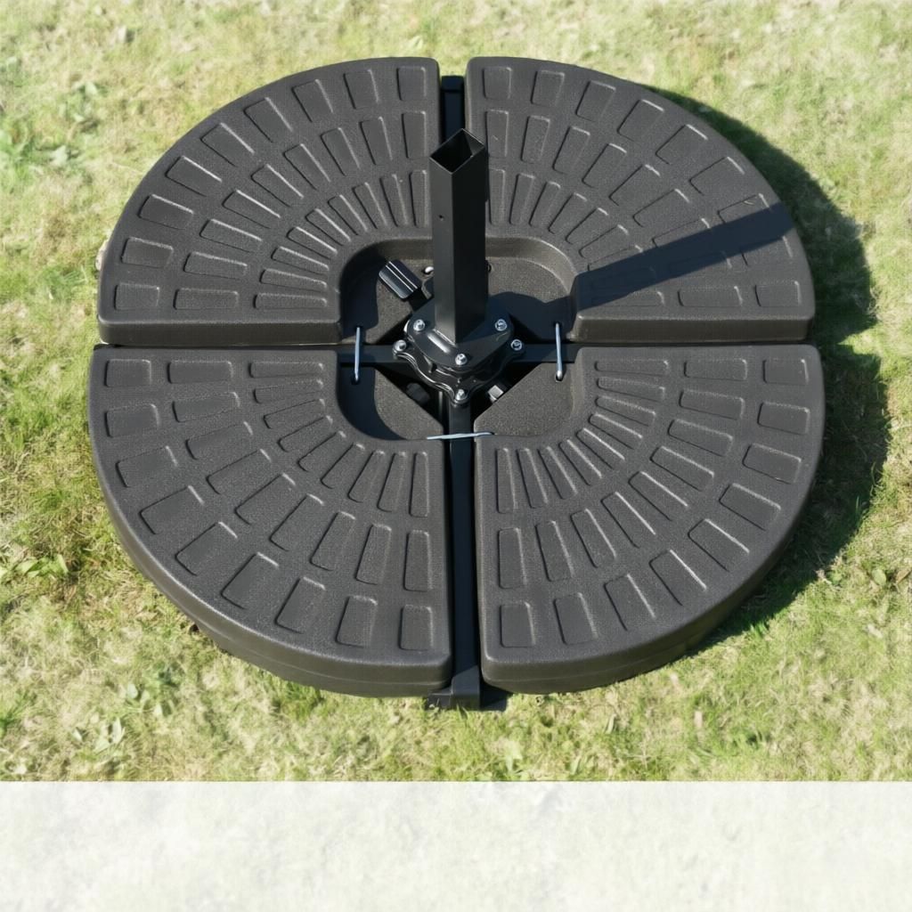 4 Pieces Cantilever Patio Umbrella Base Fan Shaped Umbrella Weight with Built-In Handles Rugged Material Coffee Color 148 Lbs Water And 220 Lbs Sand