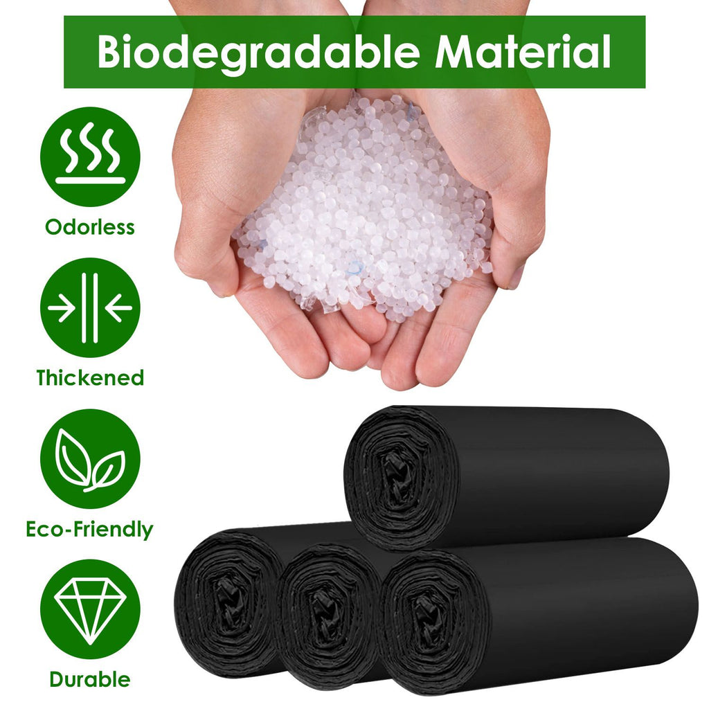 4 Rolls Black Garbage Bags 5.3 Gallons Unscented Disposable Trash Bags Portable Leak Resistant Trash Can Liners for Bathroom Office Kitchen Bedroom Camping