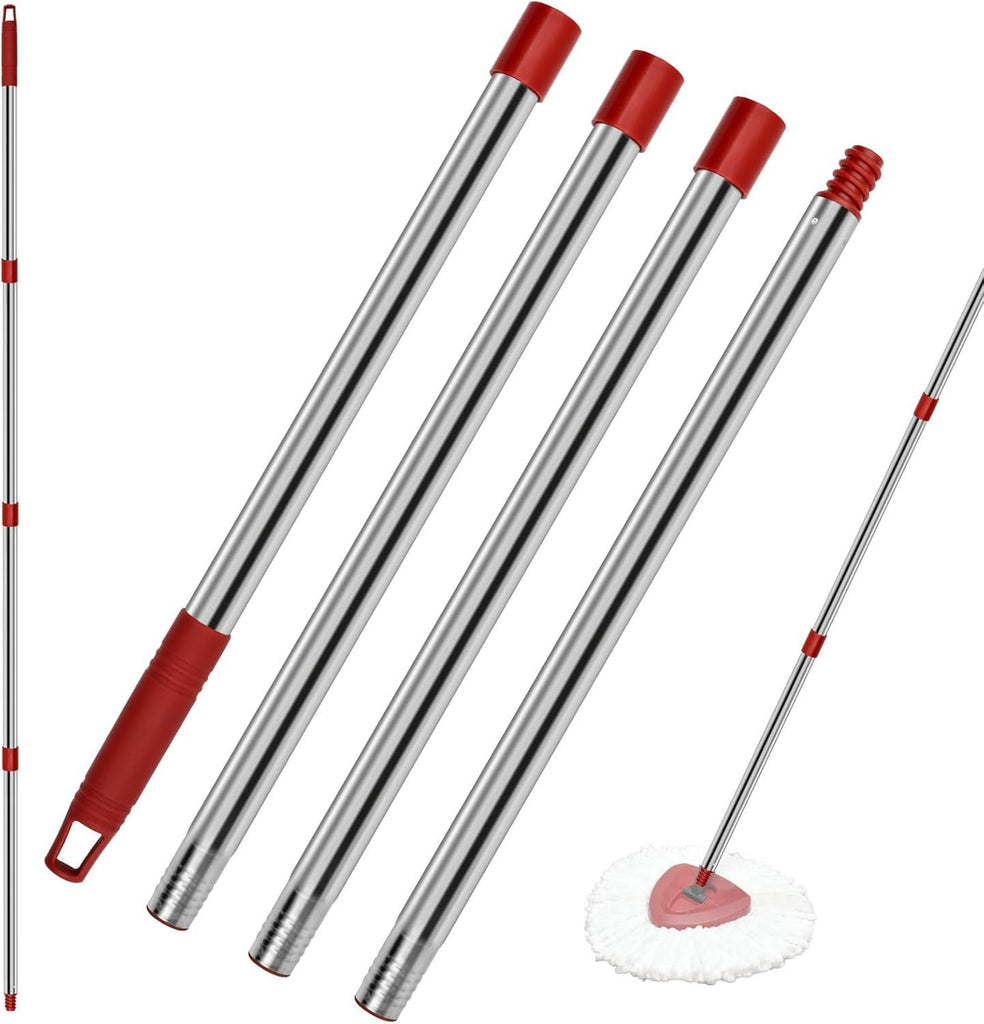 4-Section Spin Mop Replacement Handle Adjustable 30" to 58" for O Cedar Spin Mop Mop Head Not Included