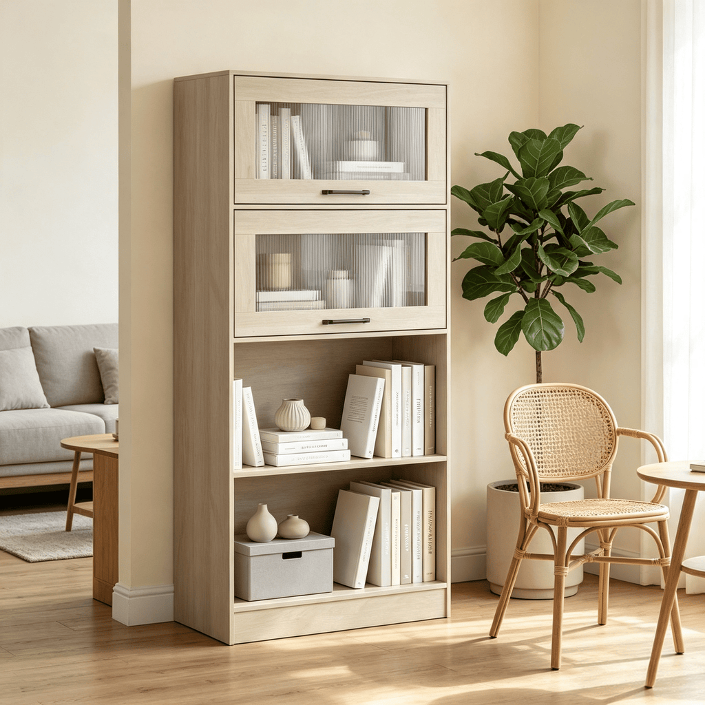 4-Tier Bookshelf Storage Cabinets Open Compartments Display Shelf Rack for Living Room Bedroom Kitchen Organizer