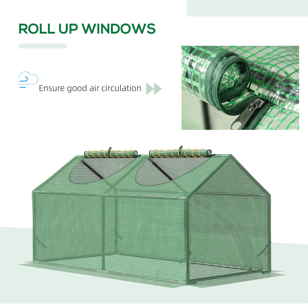 4' x 2' x 2' Portable Mini Greenhouse, Small Green House with PE Cover, Roll-up Zippered Windows for Indoor, Outdoor Garden, Green
