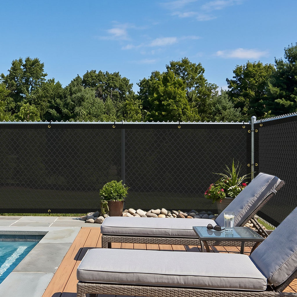 4' x 50' Decorative Privacy Mesh Fabric Yard Windscreen Cover with Reinforced Grommets, Garden Fence Screen, Black