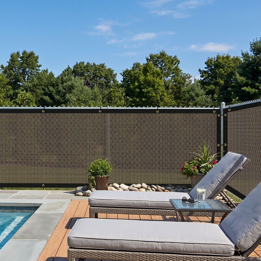 4' x 50' Decorative Privacy Mesh Fabric Yard Windscreen Cover with Reinforced Grommets, Garden Fence Screen, Black