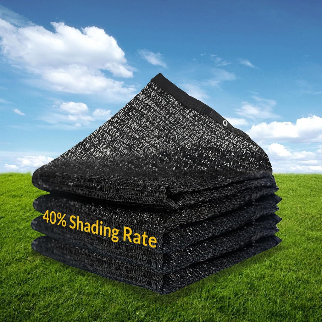 40% Shade Cloth with Grommets Mesh Sun Shade Tarp Black Outdoor Garden Sun Shade for Plants, Greenhouse,Pergola