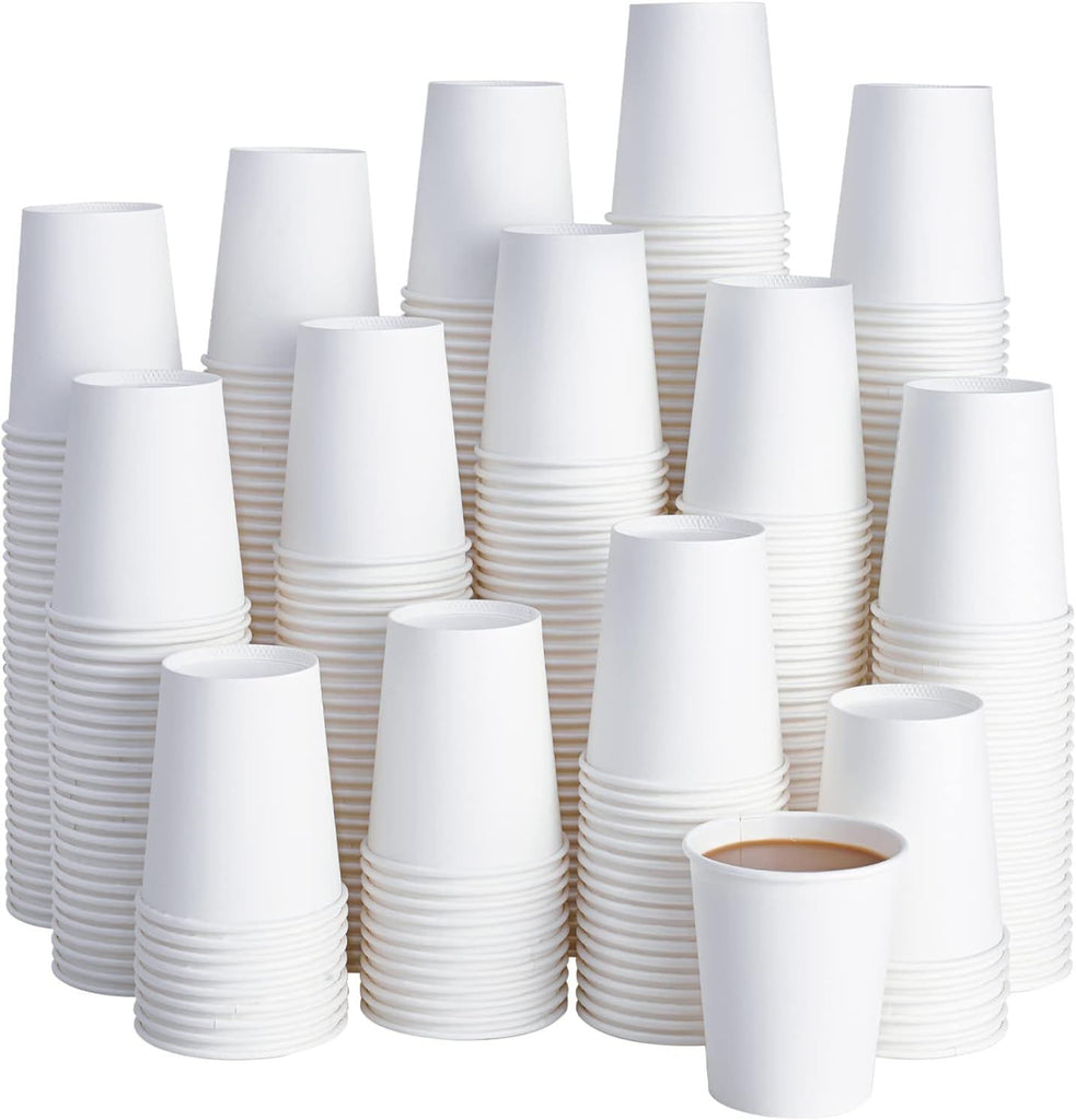 400 Pack 8 oz Disposable Paper Coffee Cups, White Paper Hot Coffee Cups for Party, Picnic, Travel, and Events