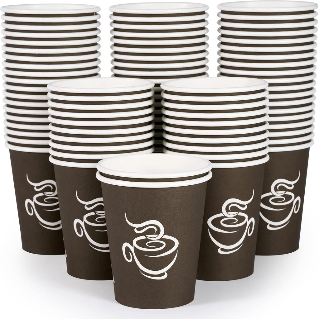 400 Pack 8 oz Paper Cups, Brown Disposable Hot Coffee Cups for Party, Picnic, Travel, and Events