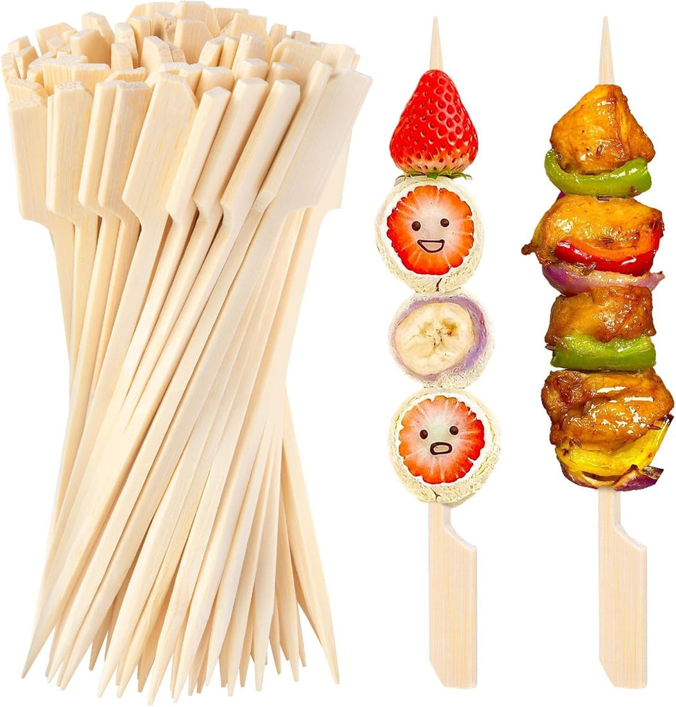 400PCS Bamboo Skewers, Cocktail Picks for Drinks, 4.7 Inch Wooden Skewers for Appetizers, Sandwich, Fruit, Kababs, Sausage, Barbecue, Snacks, Natural Bamboo Sticks for Party, Charcuterie Boards