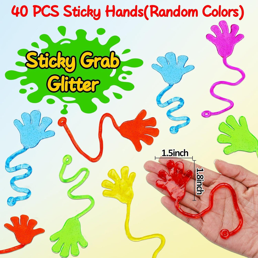40PCS Glitter Sticky Hand Party Favors for Kids Birthday Supplies Goodie Bag