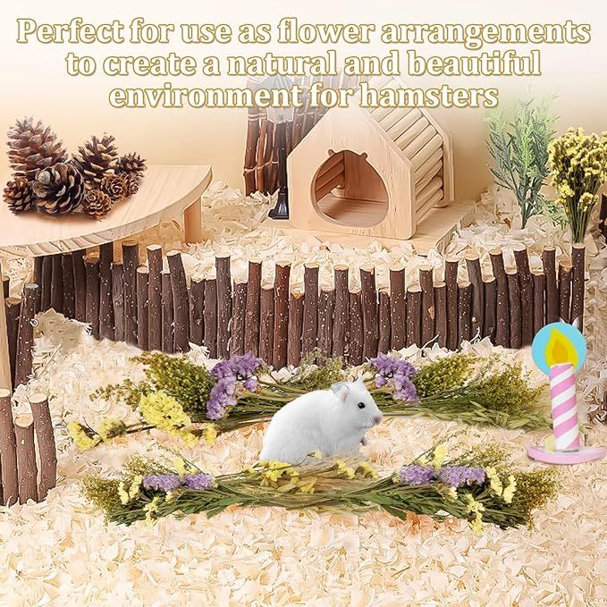 42Pcs Herb Bedding Habitat Decor  Natural Flower Hamster Mate Herbs