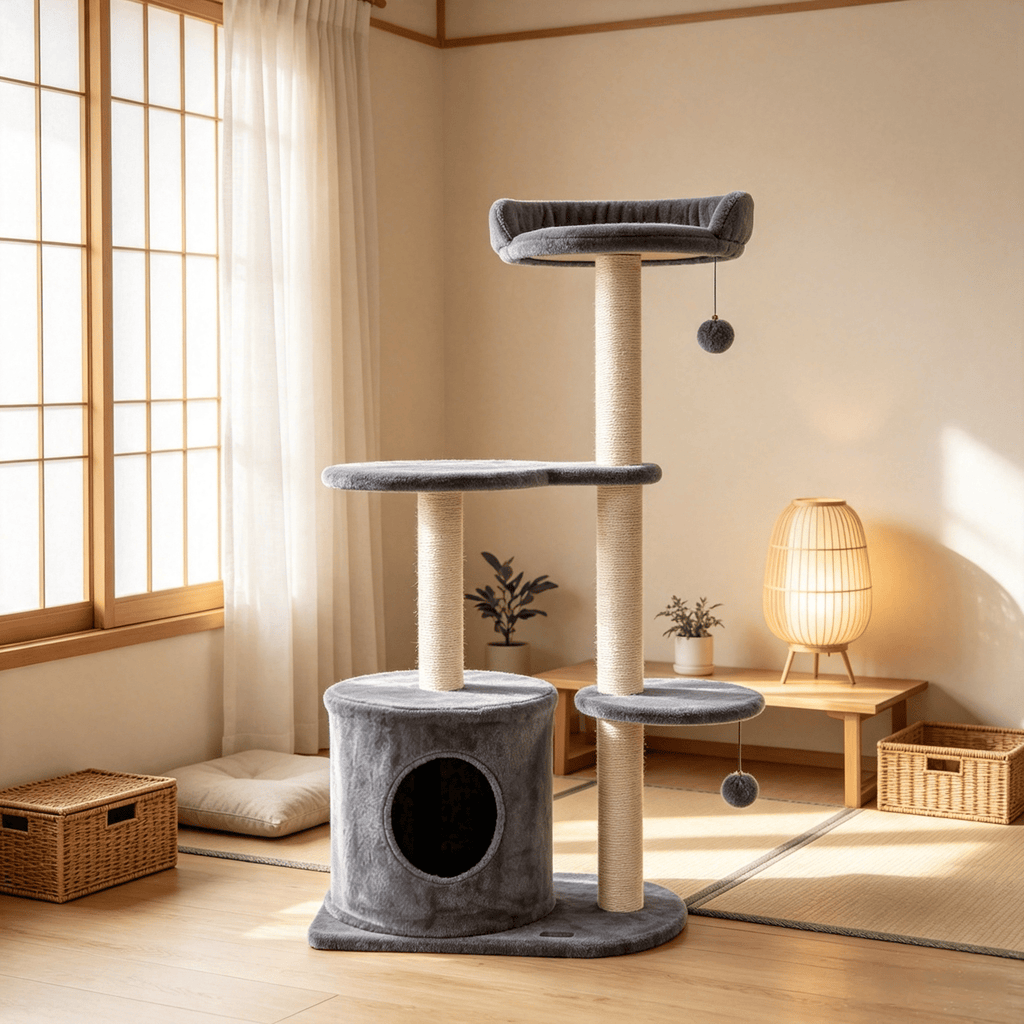 43" Cat Tree for Indoor Cats Comfortable Plush Perches Sisal Scratching Posts Multiple Levels for Play And Rest