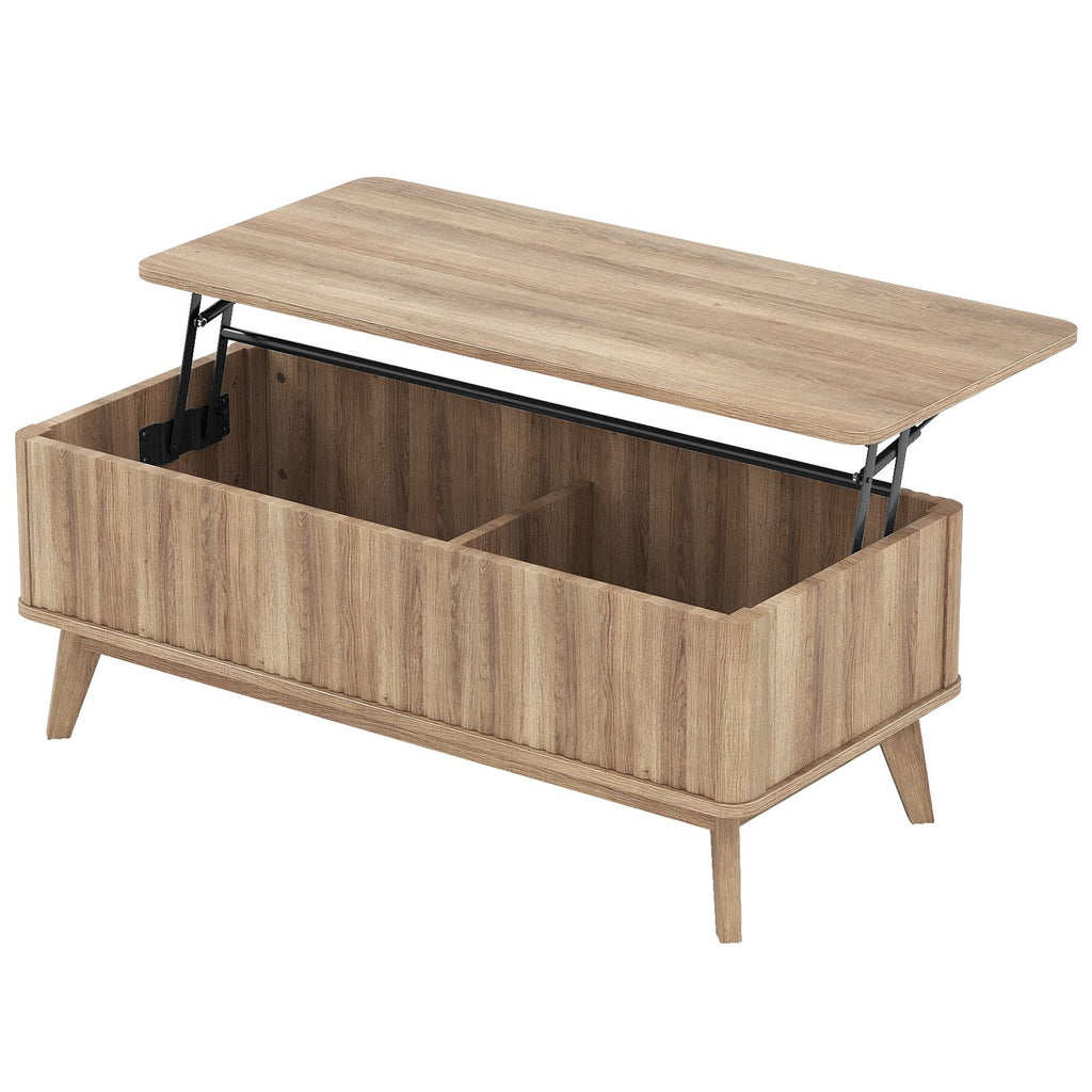 43.5" Rectangle Wooden Fluted Lift Top Coffee Table