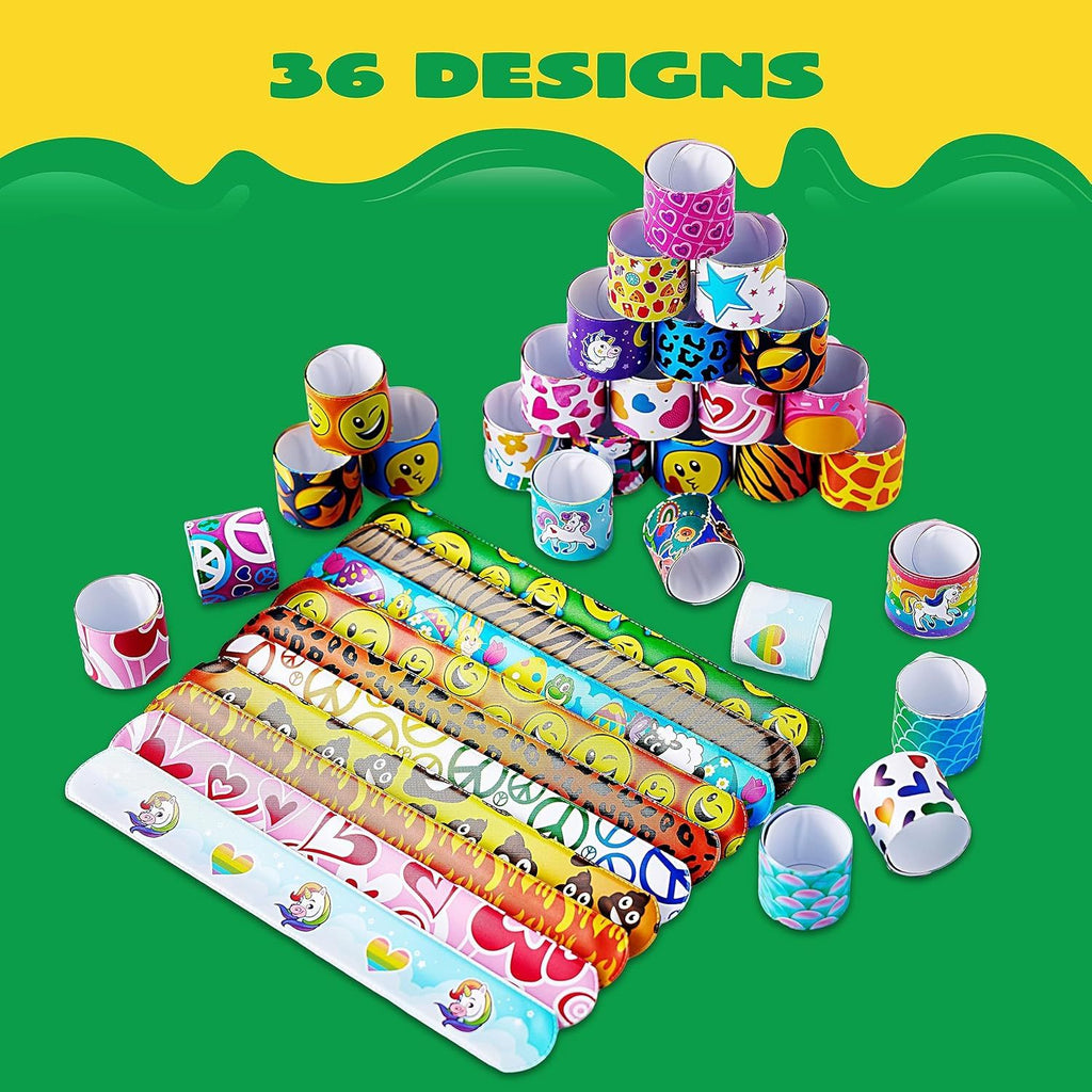 44 Pcs Slap Bracelets for Kids, Bulk Wristbands with Animals, Friendship, Heart, Party Favors, Classroom Prizes Birthday Exchanging Gifts,Goodies Bag Stuffers Fillers