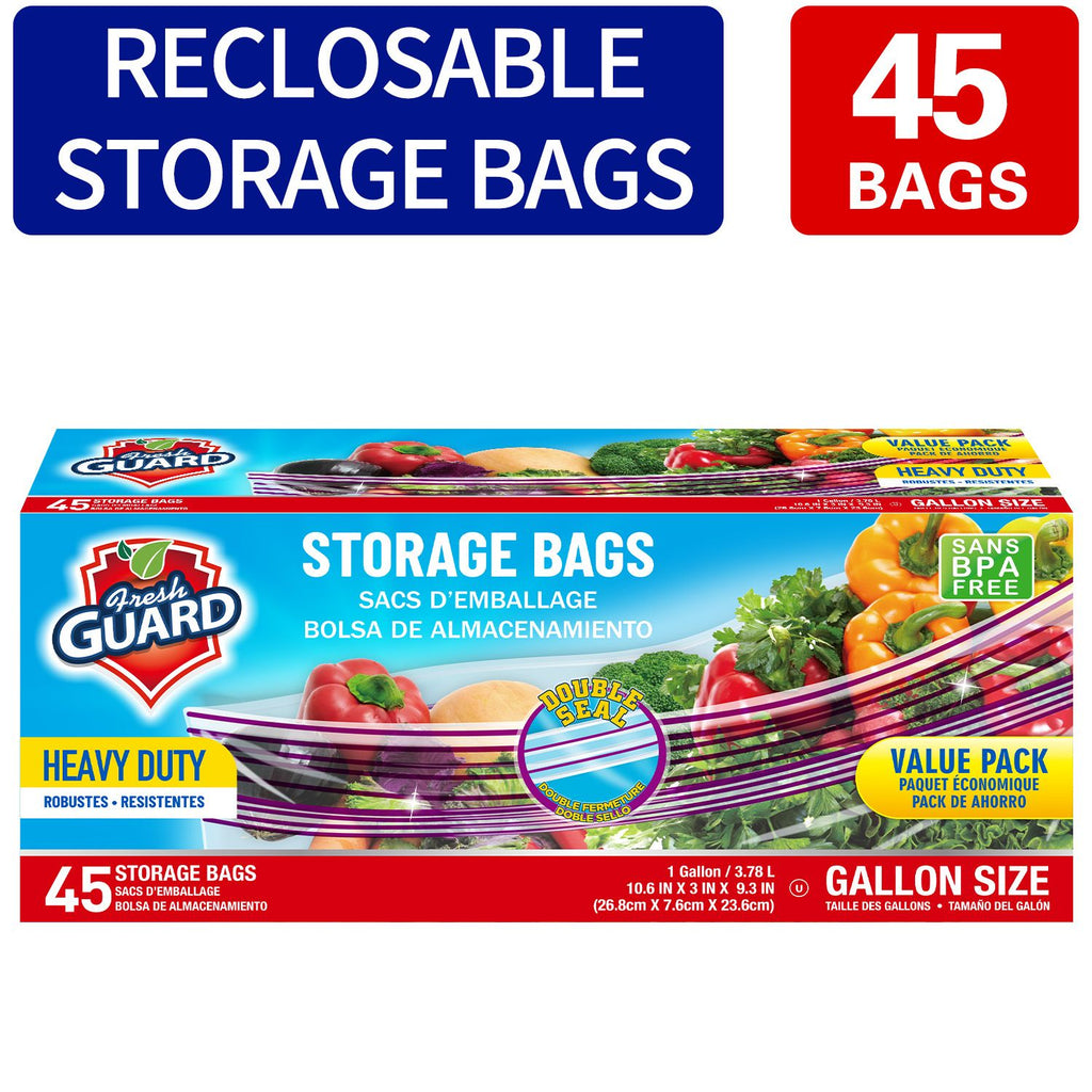45 Count Reclosable Storage Bags, Fresh-keeping Bag, Heavy Duty Food Sorting Storage Bag, Food Preservation Sealed Bag, For Fruit, Grain, Vegetable And Meat