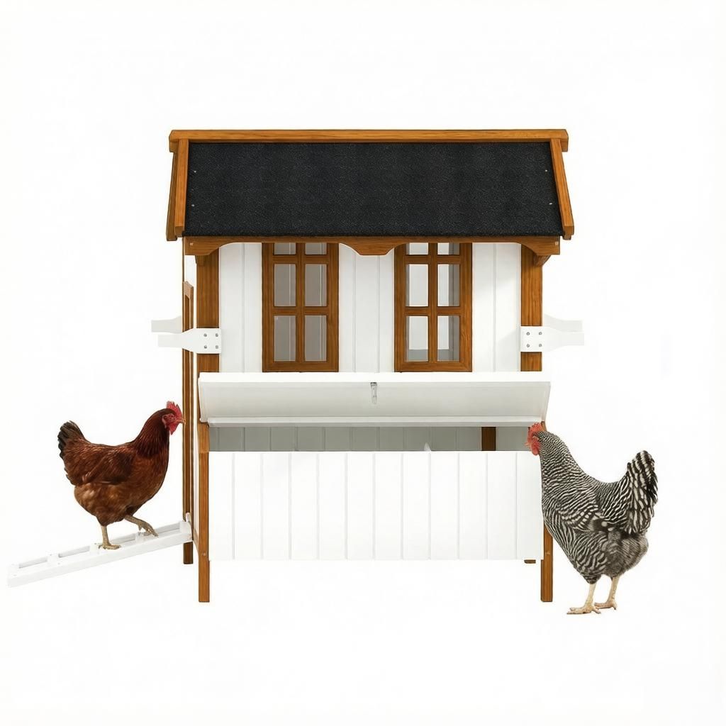 47" Wooden Chicken Coop House Portable Rabbit Hutch with Waterproof Roof Nesting Box And Handles for 3-5 Hens Poultry Cage for Backyard