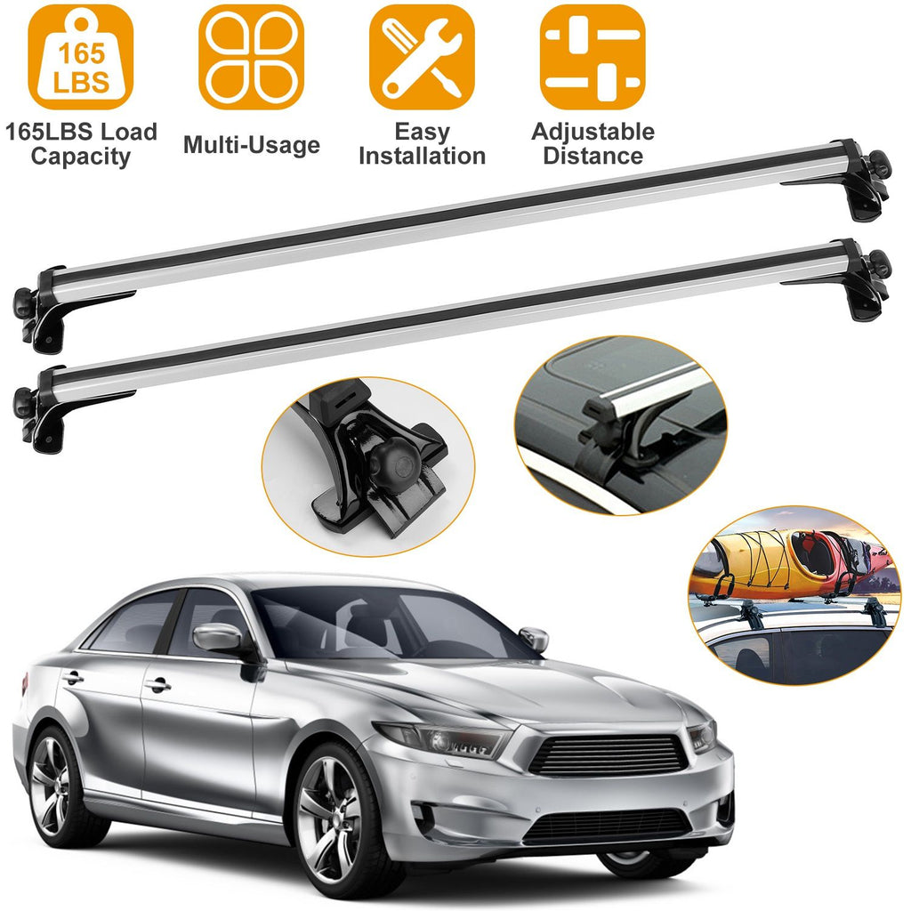 47.24in Universal Top Roof Rack Cross Bar Cargo Carrier Aluminum Crossbar Rack w/ 165LBS Capacity Fit for Most Vehicle Wagon Car Without Roof Side Rail