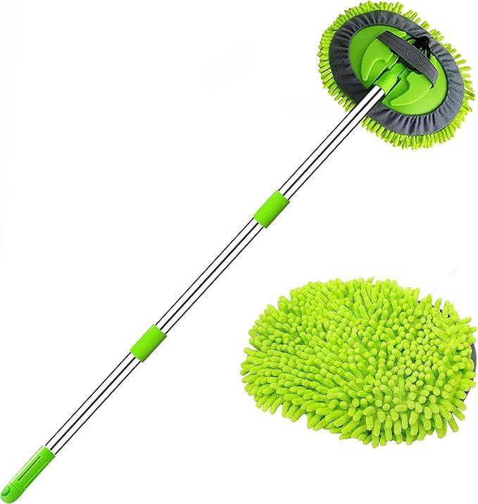 47.5 Inch Car Wash Brush Mop with Long Handle  2 in 1 Chenille Microfiber Cleaning Tool