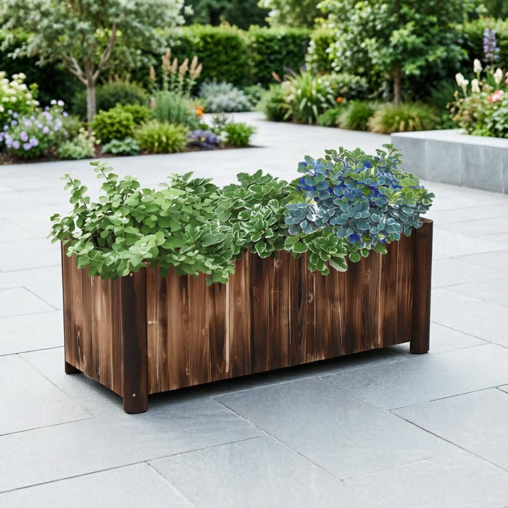48x20x18 Inch Wooden Raised Garden Bed Planter Box Lightweight Build with Drainage Gaps for Gardening And Planting