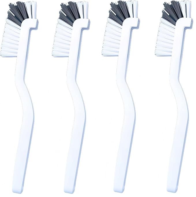 4Pcs Crevice Scrub Brush, Angle Cleaning Brushes for Kitchen Stiff Bristle Brushes for Sink/Tile/Shower/Corners/Crevice Durable Nylon Bristles & Ergonomic Non-Slip Handle Safe on Stainless Steel/Glass