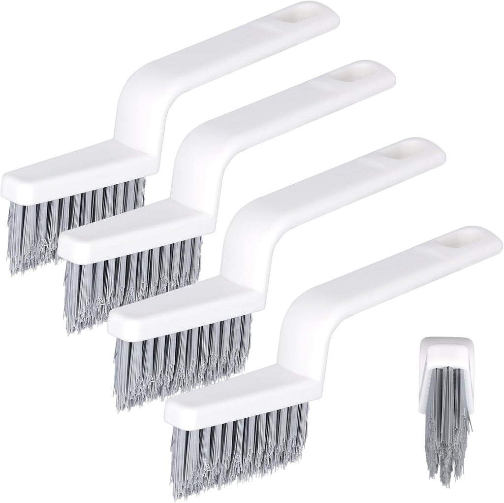 4pcs Grout Cleaner Brushes, V Shape Hard Bristle Crevice Stiff Cleaning Brush Grout Scrubber Shower Scrub Tool for Tile Floors, Tracks, Door Groove, Bathroom Gap, Kitchen, Window