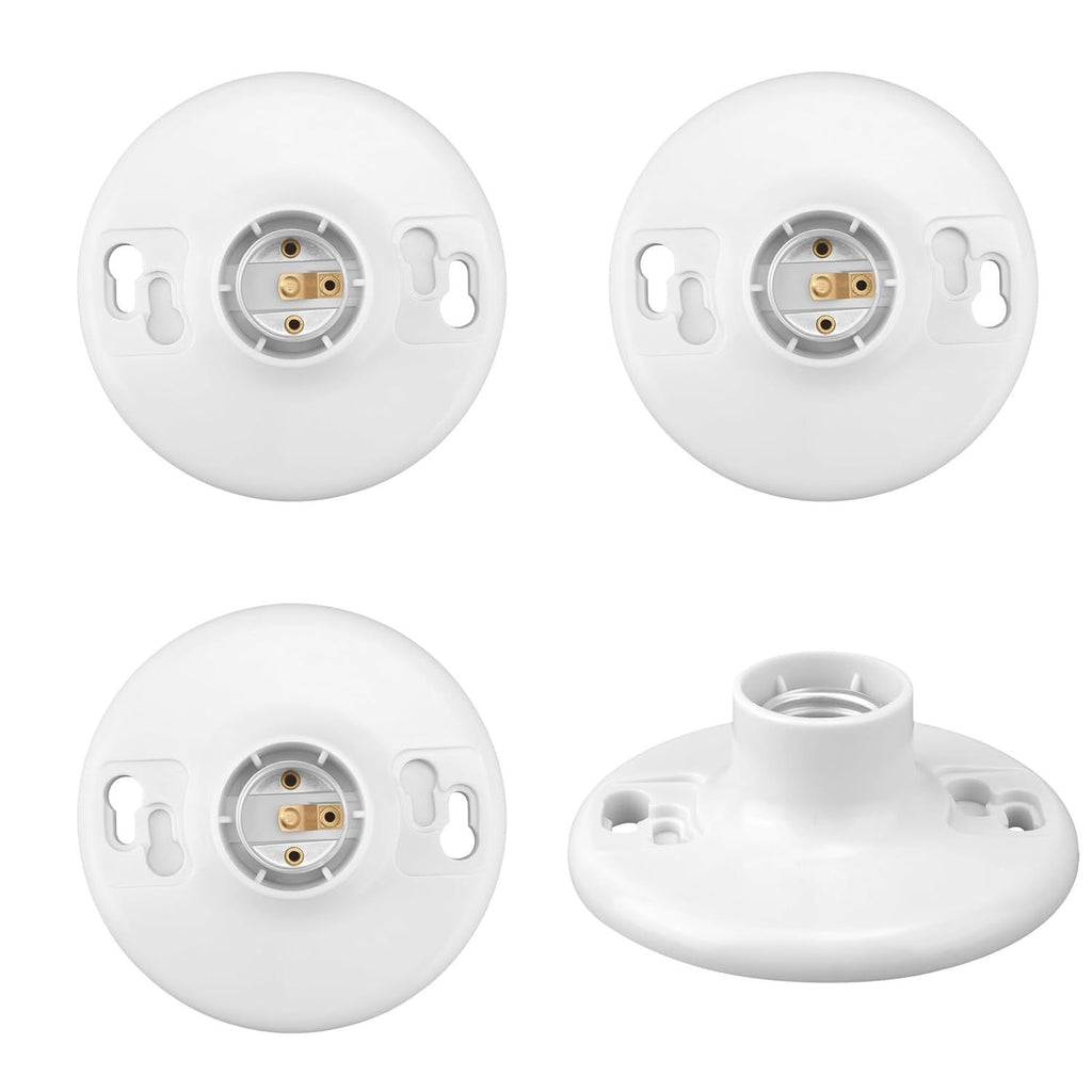 4pcs Medium Base E26 Lampholder, 660W 250V Keyless Top Lamp Holder Ceiling Phenolic Light Bulb Socket Incandescent Fluorescent CFL Part Accessories, White