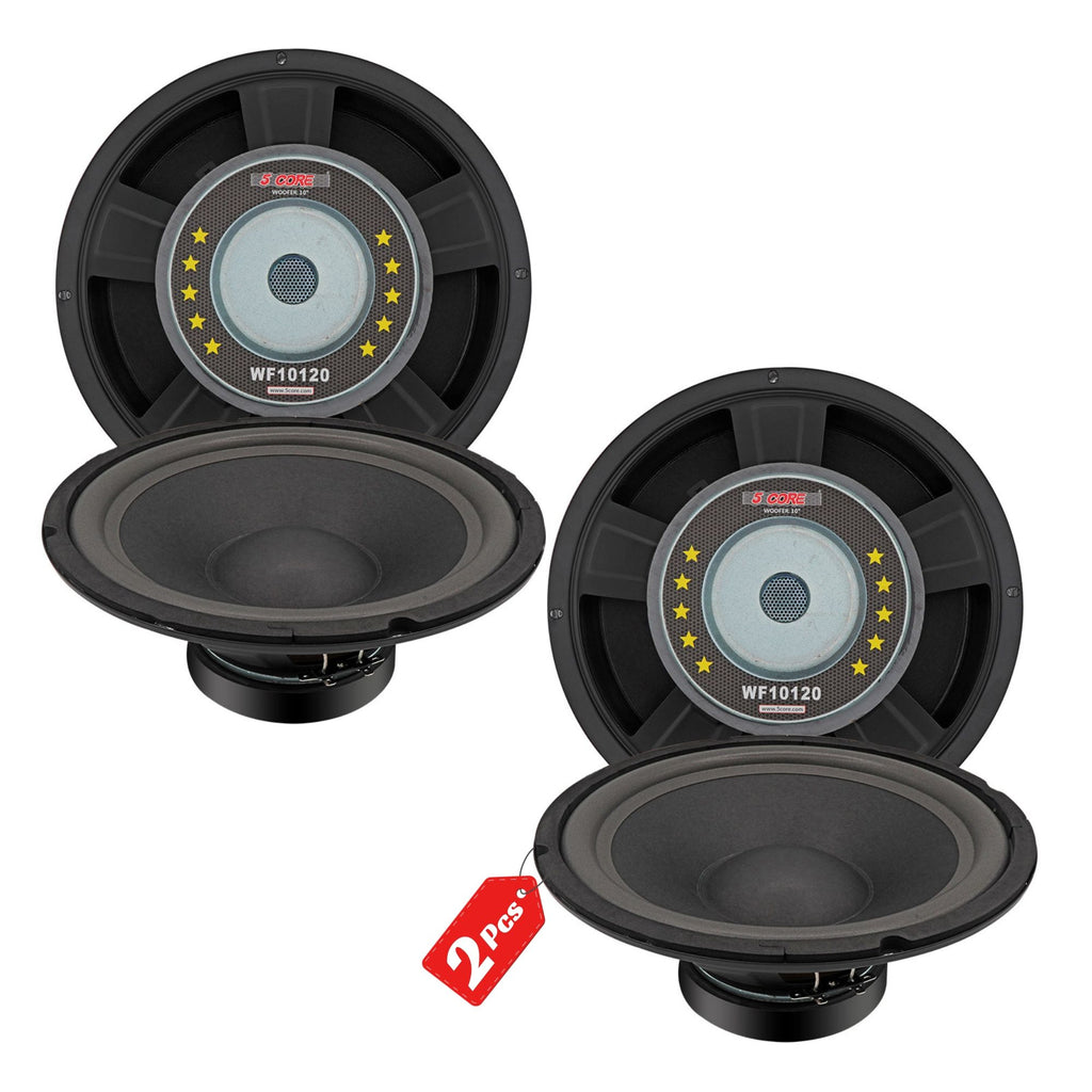 5 Core 10 Inch Car Subwoofer Speaker 4 Ohm Woofer Replacement Driver PAIR