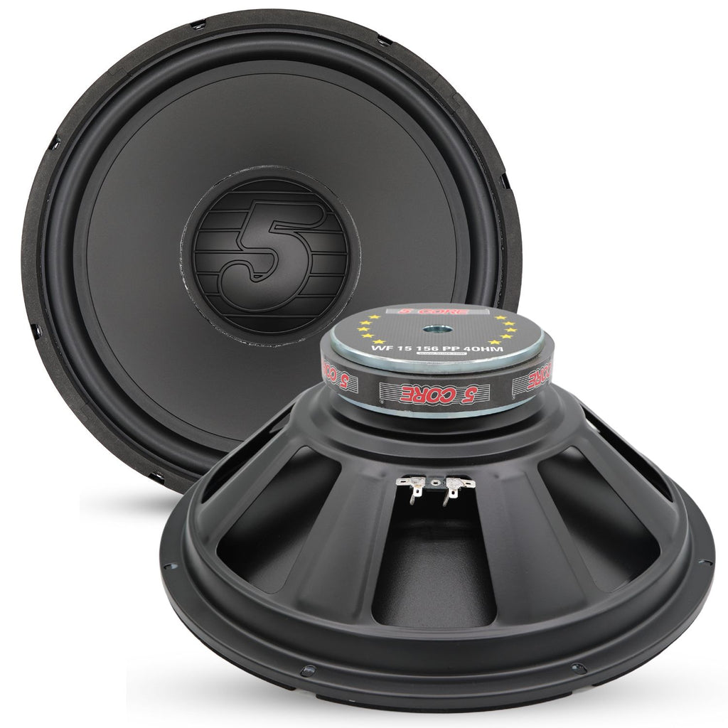 5 Core 15 Inch Subwoofer 450 Watt Car Audio Sub Woofer 4 Ohm w Deep Bass Replacement Loud Speaker