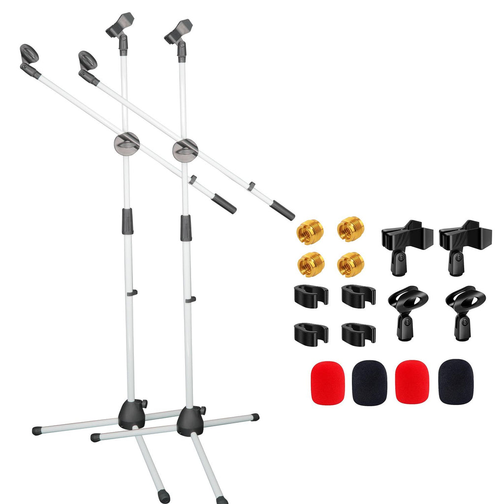 5 Core 2Pcs Mic Stand Floor Height Adjustable Tripod Microphone Stands w Extending Telescoping Boom Arm