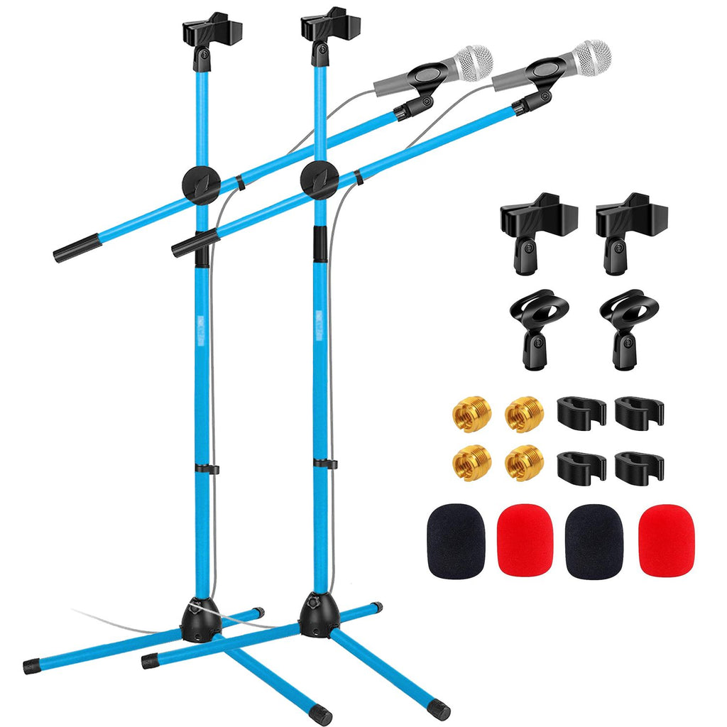 5 Core 2Pcs Mic Stand Floor Height Adjustable Tripod Microphone Stands w Extending Telescoping Boom Arm