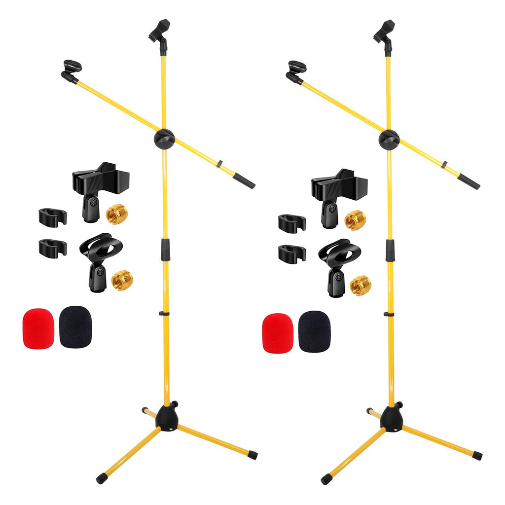 5 Core 2Pcs Mic Stand Floor Height Adjustable Tripod Microphone Stands w Extending Telescoping Boom Arm