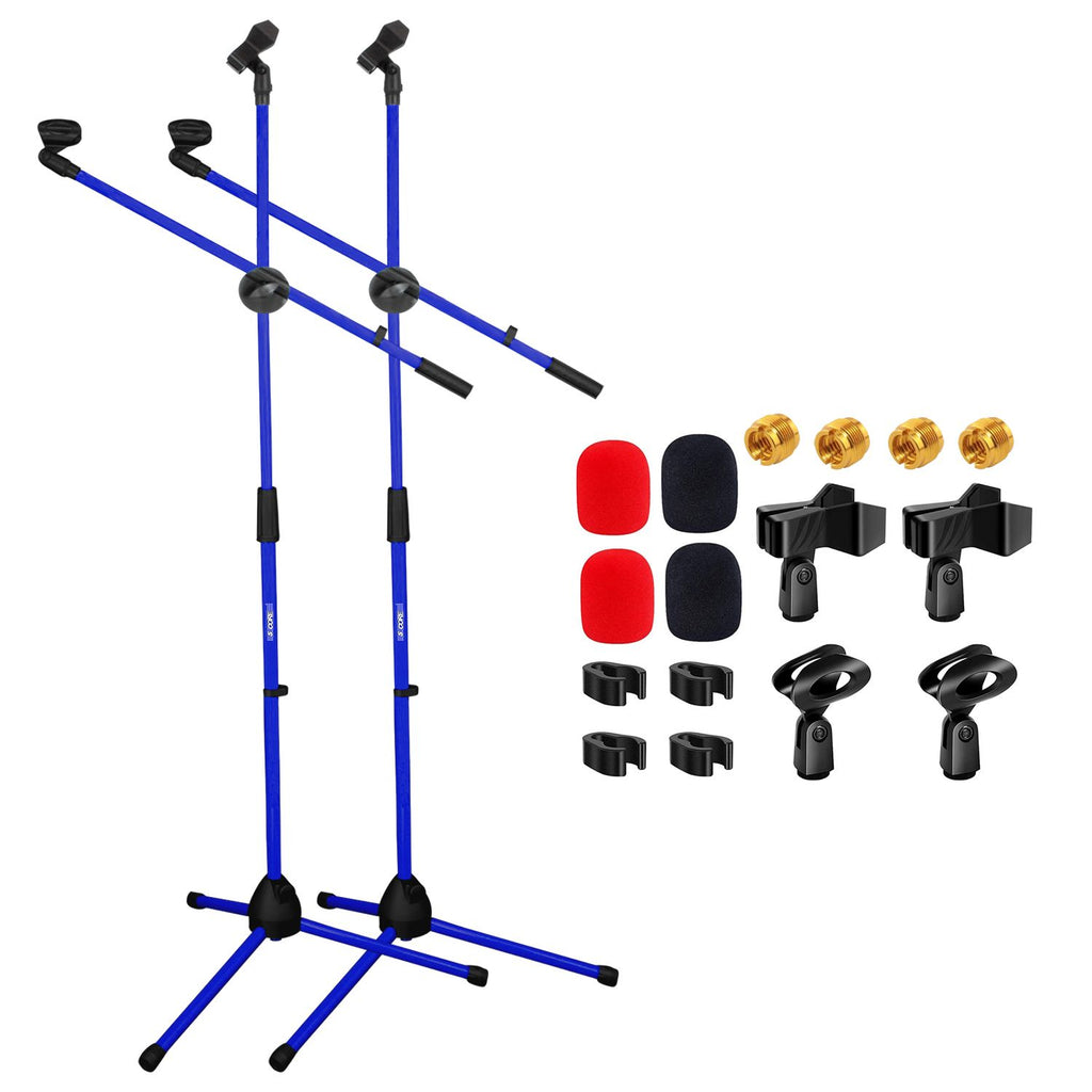 5 Core 2Pcs Mic Stand Floor Height Adjustable Tripod Microphone Stands w Extending Telescoping Boom Arm