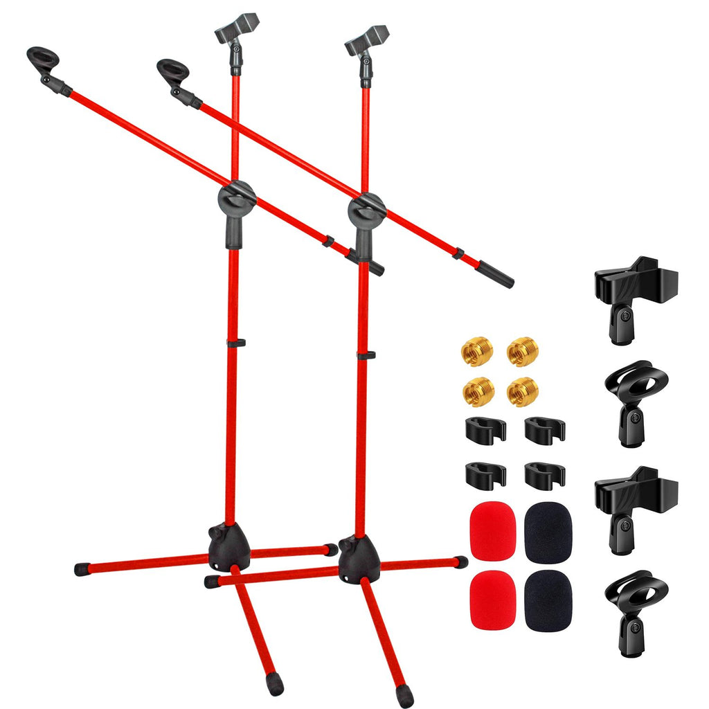5 Core 2Pcs Mic Stand Floor Height Adjustable Tripod Microphone Stands w Extending Telescoping Boom Arm