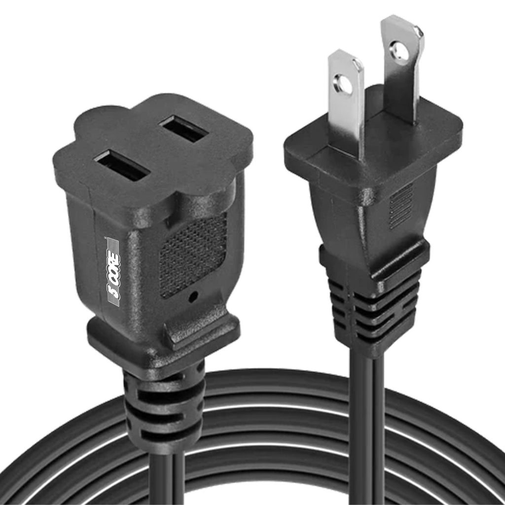 5 Core AC Power Cord 10 Ft 2 Prong Extension Adapter 16AWG/2C 125V 13A US Polarized Male to Female Outlet Extension Cable Black