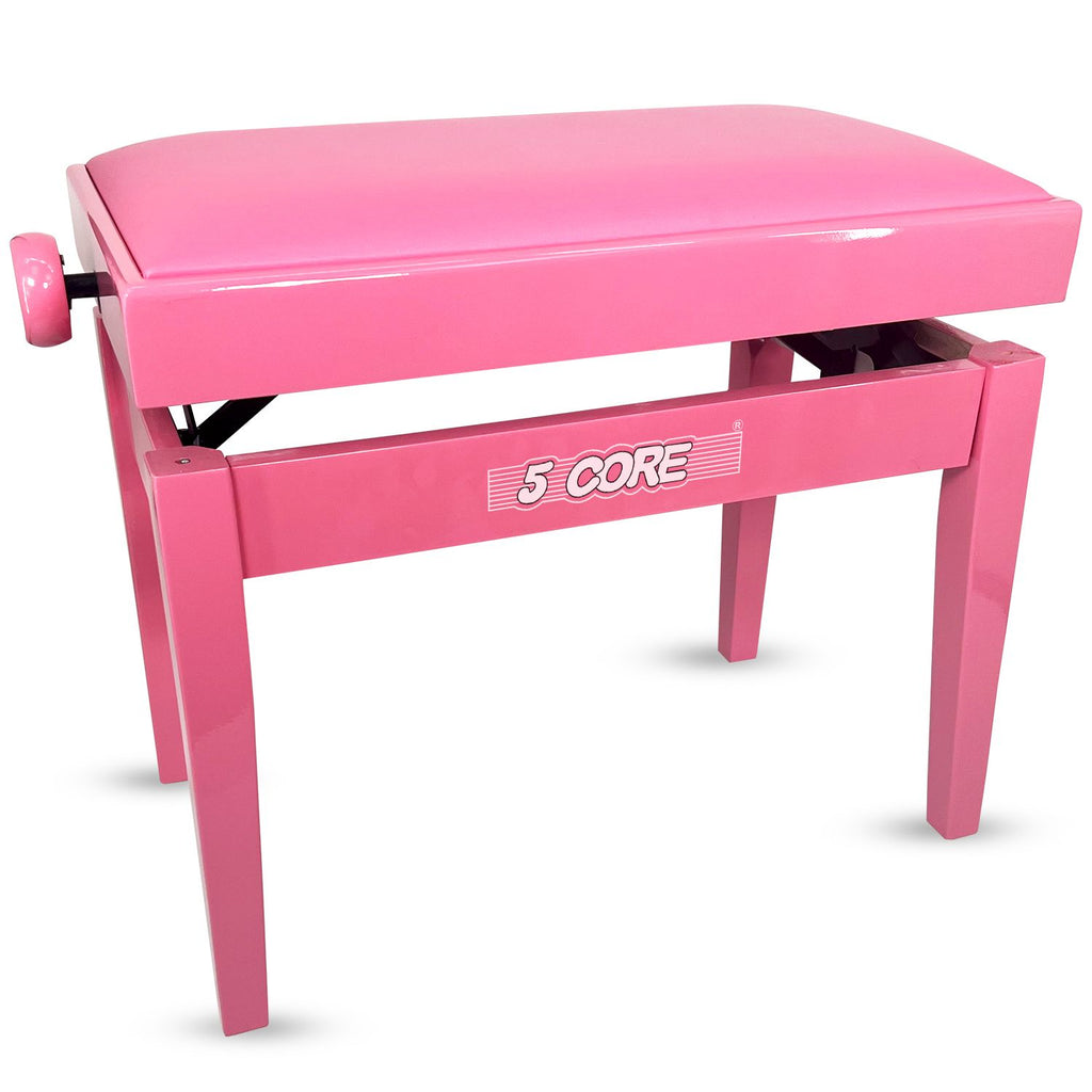 5 Core Adjustable Piano Bench Thick 3.25" Solid Wood Keyboard Stool Heavy Duty Musician Chair