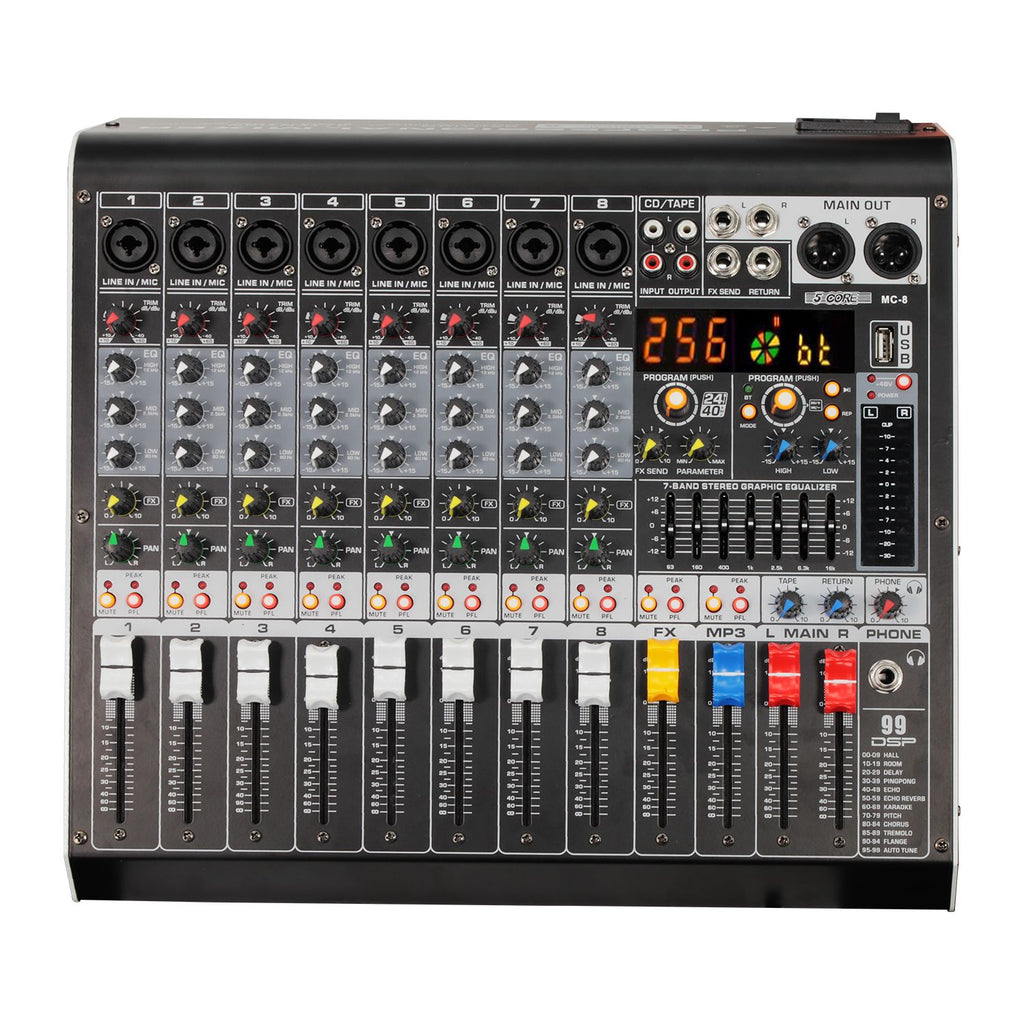 5 Core Audio Mixer 12/16/24/8 Professional Soundboard PA DJ Mixing Console