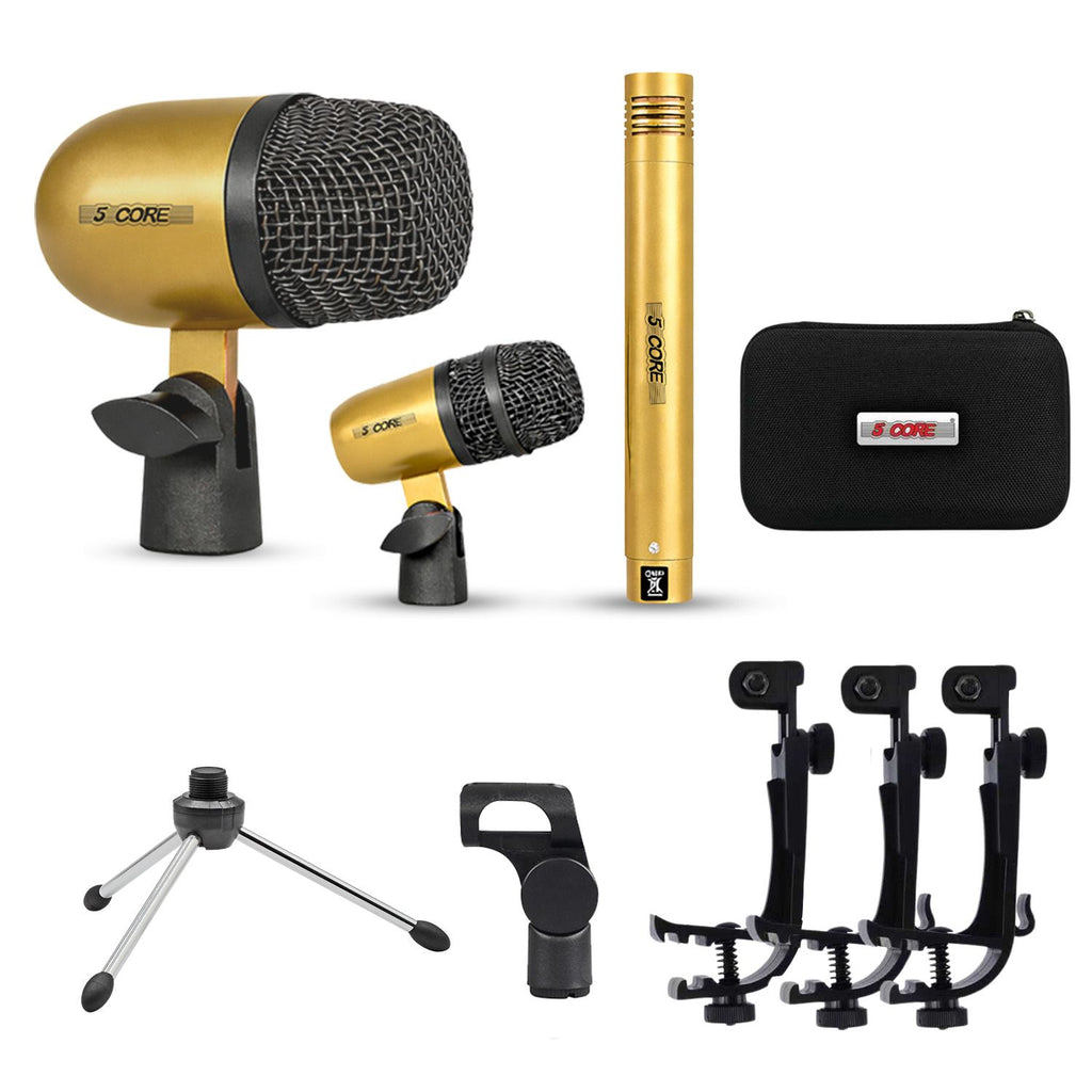 5 Core Conga Mic Snare Tom Microphone Drum Kit Condenser XLR Instrument Mics