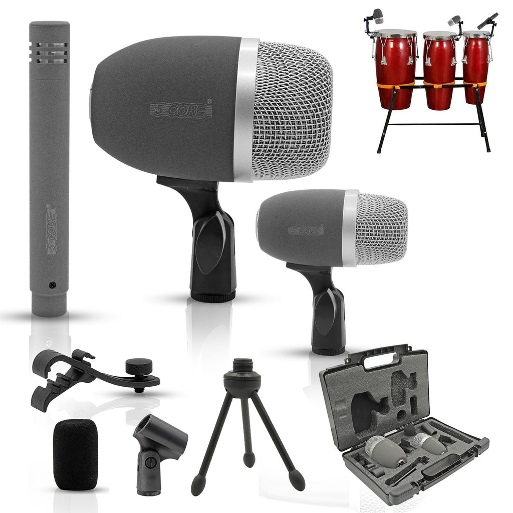 5 Core Conga Mic Snare Tom Microphone Drum Kit Condenser XLR Instrument Mics