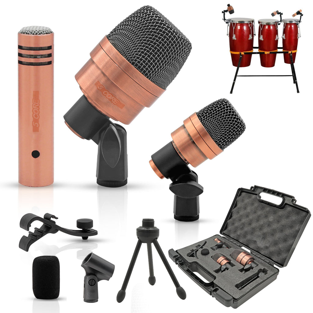 5 Core Conga Mic Snare Tom Microphone Drum Kit Condenser XLR Instrument Mics