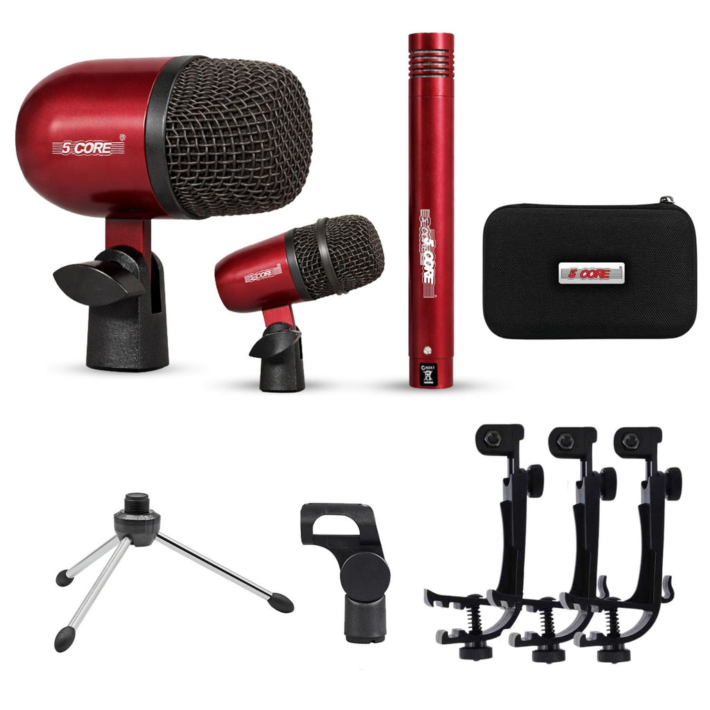 5 Core Conga Mic Snare Tom Microphone Drum Kit Condenser XLR Instrument Mics