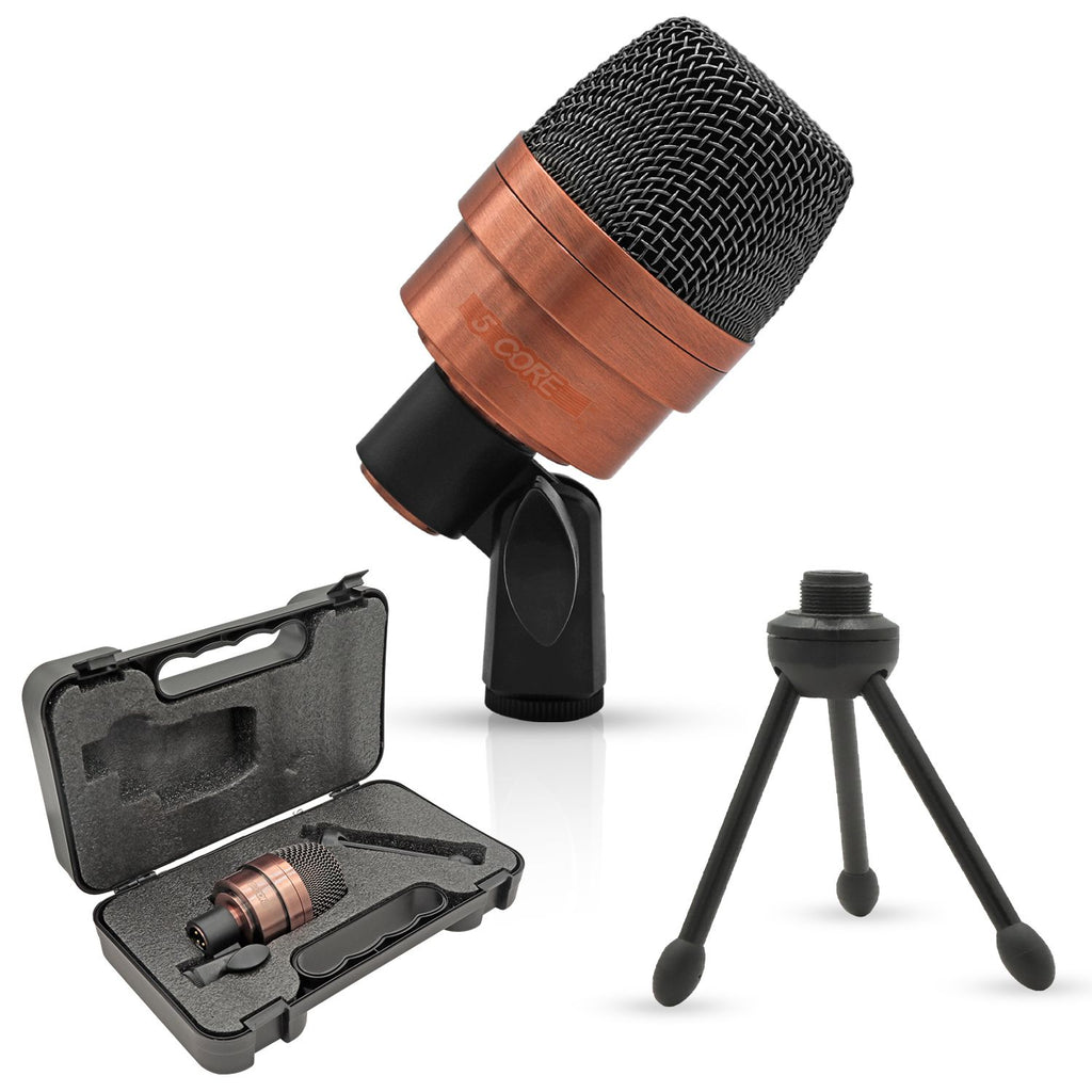 5 Core Drum Mic High Sensitivity Snare Tom Instrument Microphone with Dynamic Moving Coil Uni-Directional Pick Up Pattern Swivel Mount Durable Steel Mesh Grille