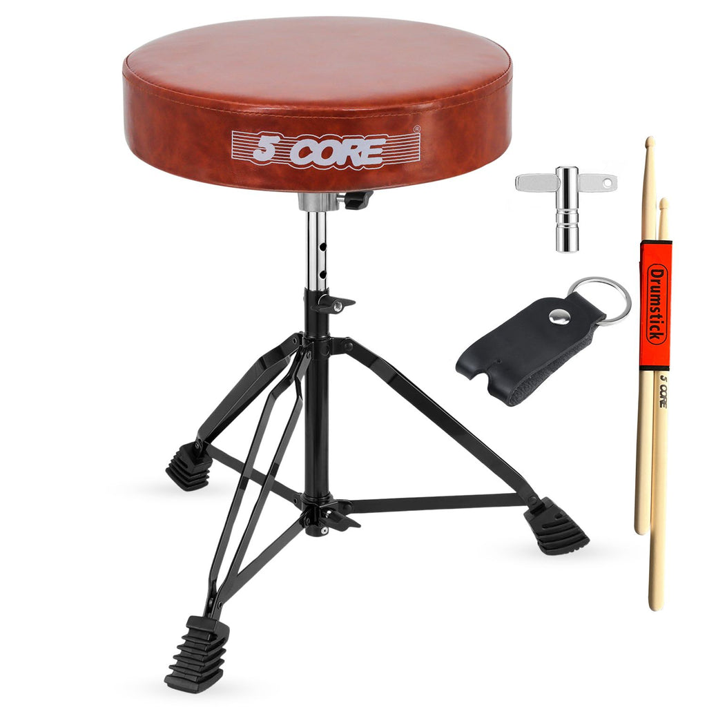 5 Core Drum Throne 3 Inch Thick Padded Comfortable Guitar Stool Double Braced Drummer Chair Height Adjustable Musician Seat For Adults And Kids