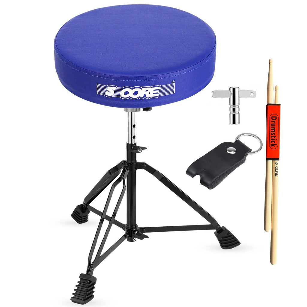 5 Core Drum Throne 3 Inch Thick Padded Comfortable Guitar Stool Double Braced Drummer Chair Height Adjustable Musician Seat For Adults And Kids