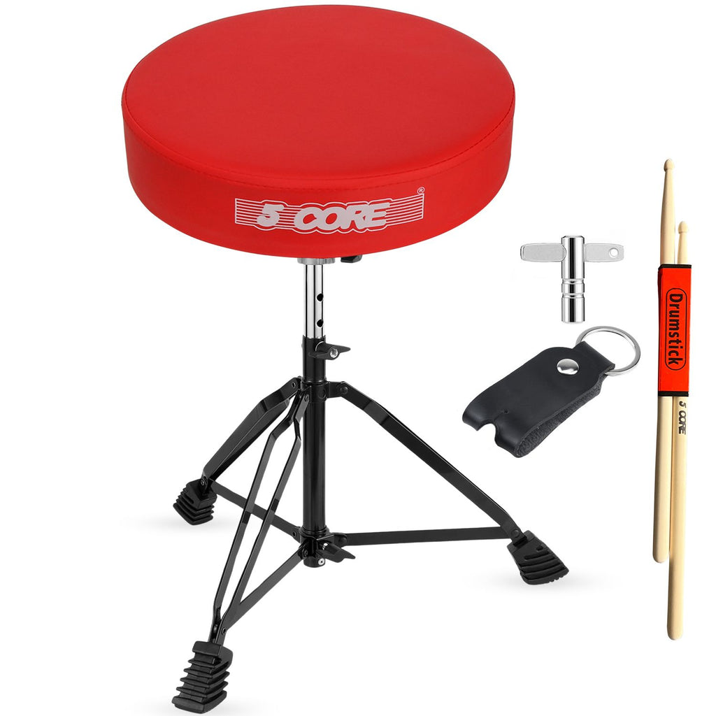 5 Core Drum Throne 3 Inch Thick Padded Comfortable Guitar Stool Double Braced Drummer Chair Height Adjustable Musician Seat For Adults And Kids