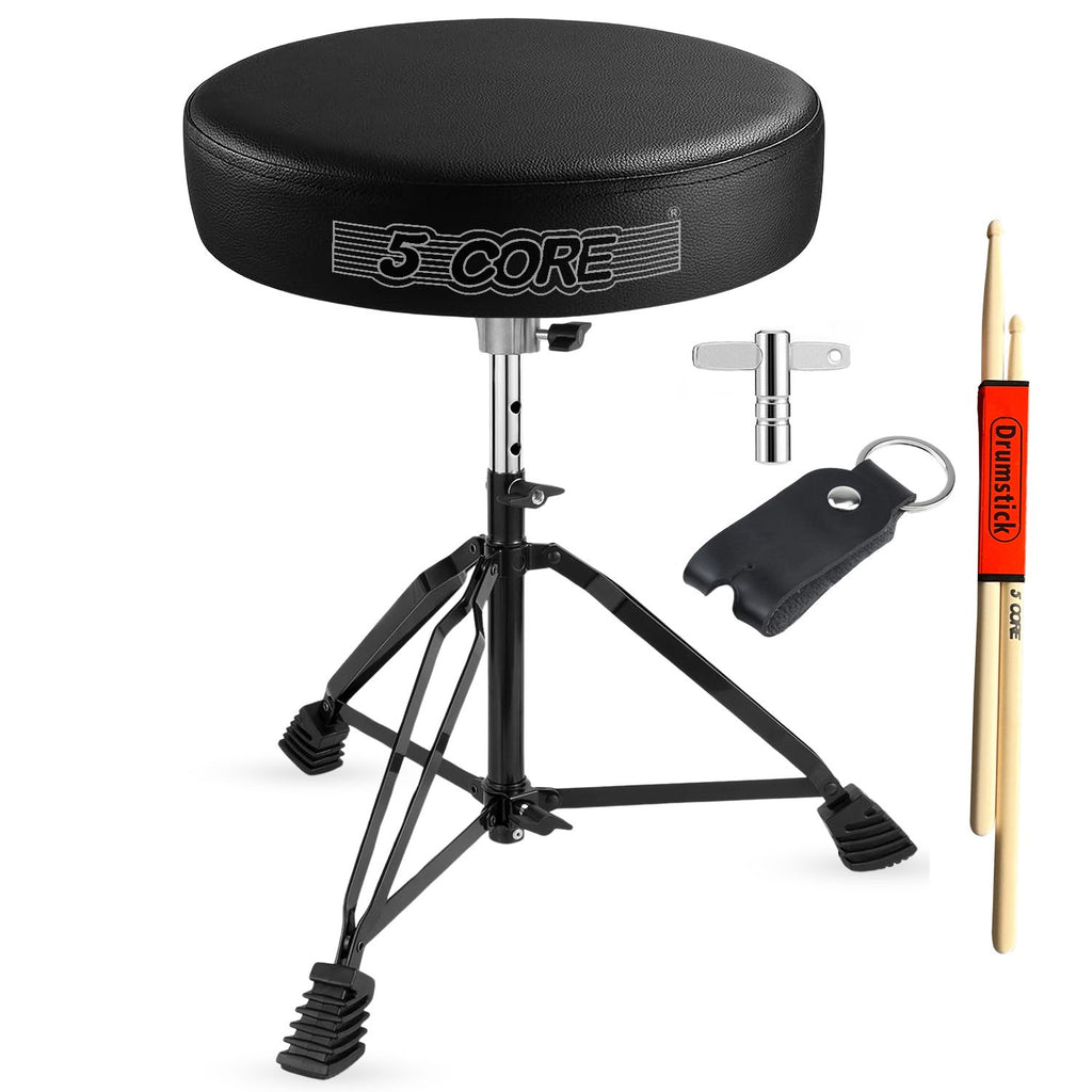 5 Core Drum Throne 3 Inch Thick Padded Comfortable Guitar Stool Double Braced Drummer Chair Height Adjustable Musician Seat For Adults And Kids