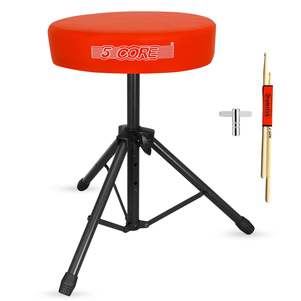 5 Core Drum Throne 3" Thick Padded Memory Foam Comfortable Drummer Stool 330Lb Capacity Adjustable