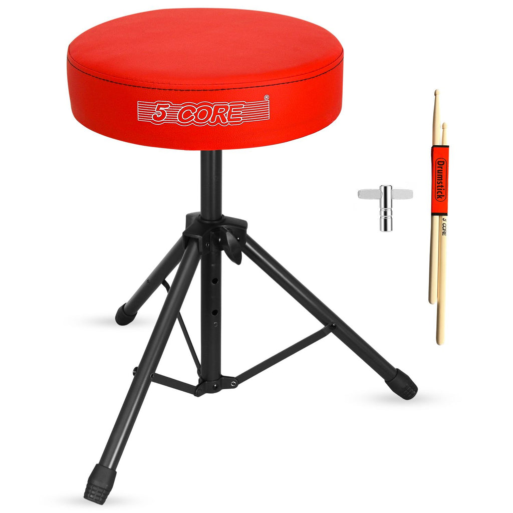 5 Core Drum Throne 3" Thick Padded Memory Foam Comfortable Drummer Stool 330Lb Capacity Adjustable