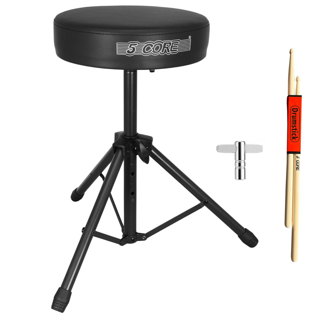5 Core Drum Throne 3" Thick Padded Memory Foam Comfortable Drummer Stool 330Lb Capacity Adjustable