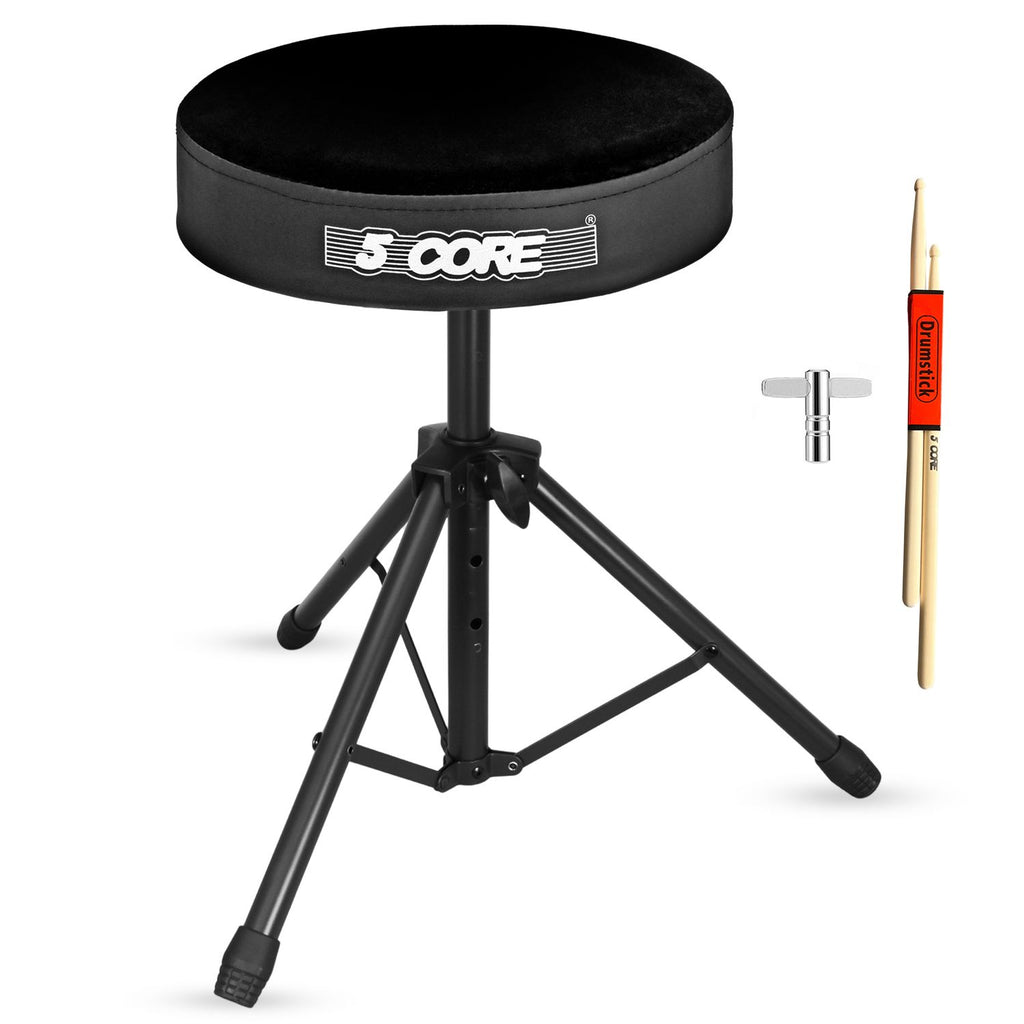 5 Core Drum Throne 3" Thick Padded Memory Foam Comfortable Drummer Stool 330Lb Capacity Adjustable