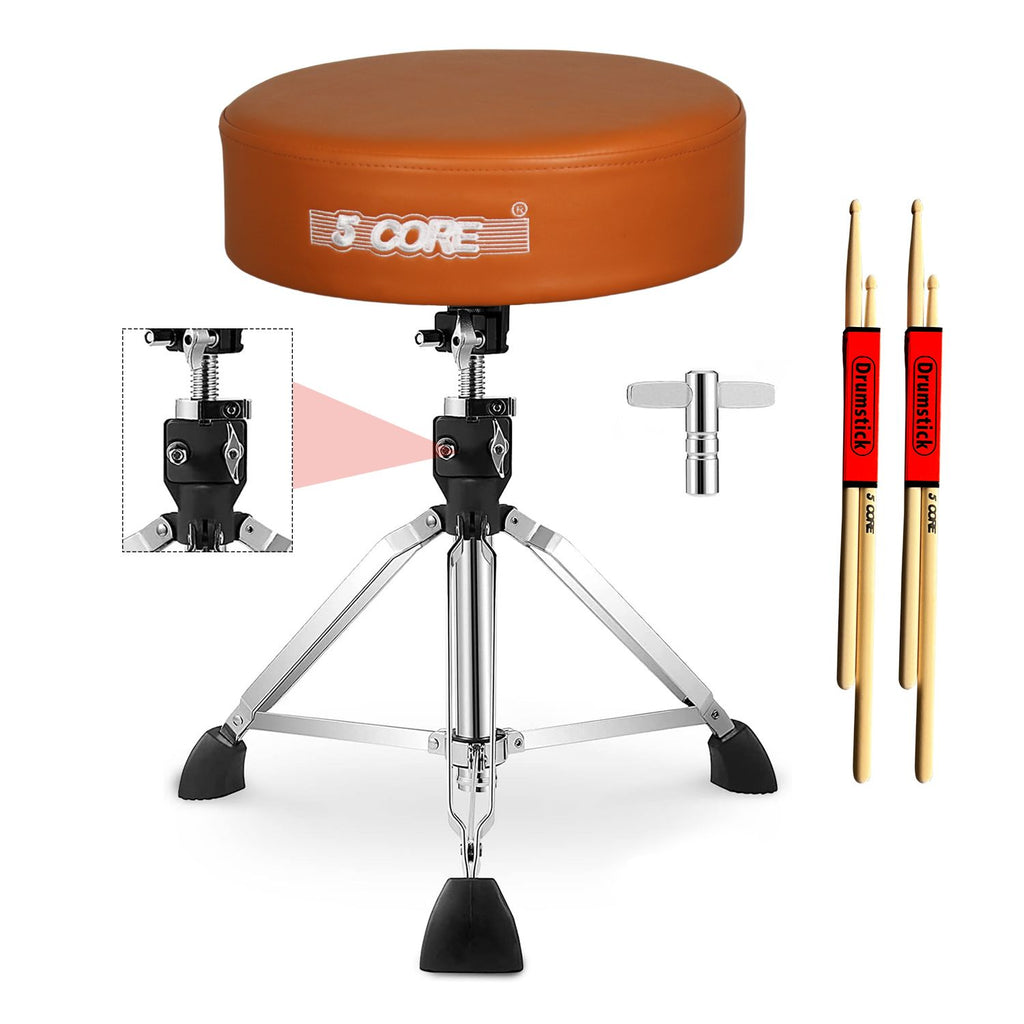 5 Core Drum Throne 4" Thick Padded Guitar Stool 400Lb Capacity Drummer Chair Swivel Adjustable